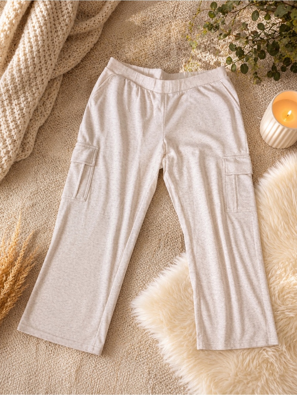 Maurices Light Heather Gray Wide Leg Cargo Pants
